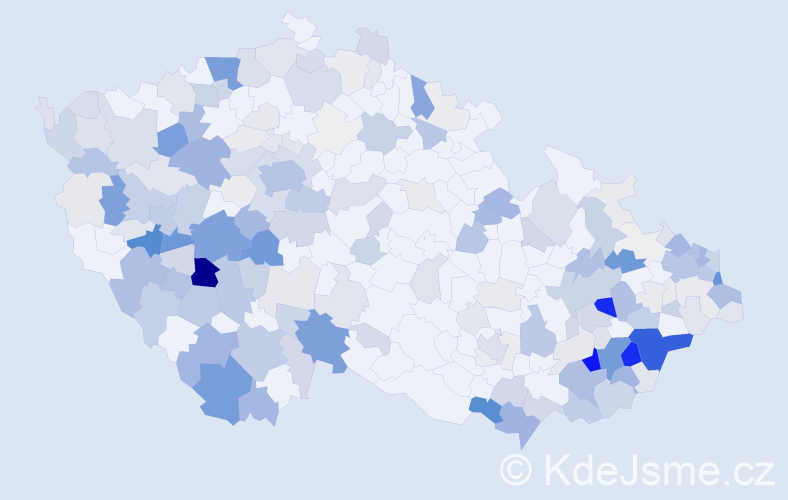 Příjmení: 'Janota', počet výskytů 885 v celé ČR