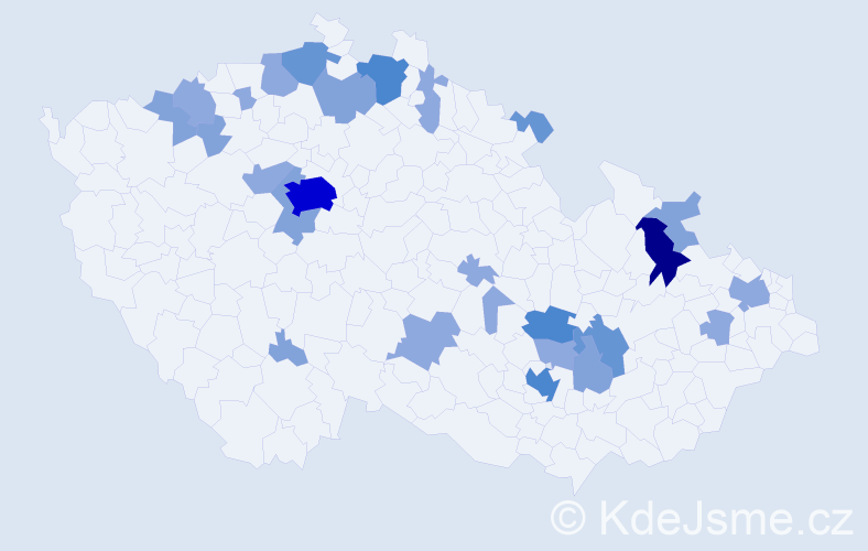 Příjmení: 'Kopinec', počet výskytů 62 v celé ČR