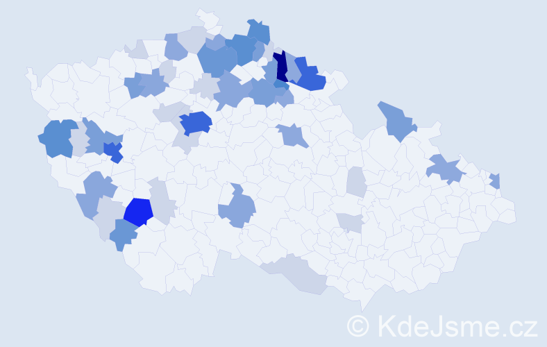 Příjmení: 'Lešáková', počet výskytů 148 v celé ČR