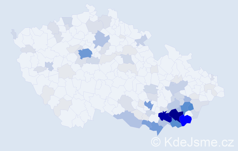 Příjmení: 'Kolaja', počet výskytů 369 v celé ČR