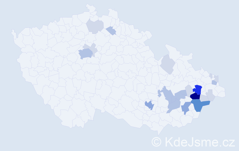 Příjmení: 'Kunetková', počet výskytů 62 v celé ČR