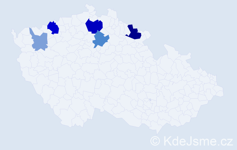 Příjmení: 'Rimpl', počet výskytů 12 v celé ČR