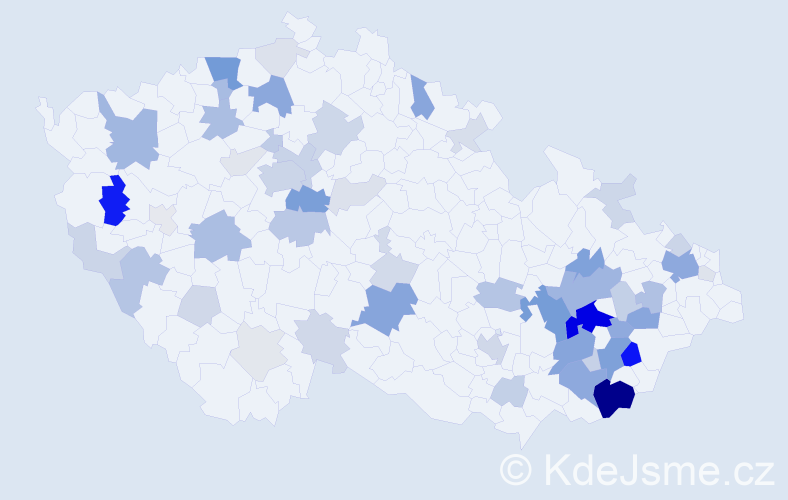 Příjmení: 'Kohn', počet výskytů 181 v celé ČR