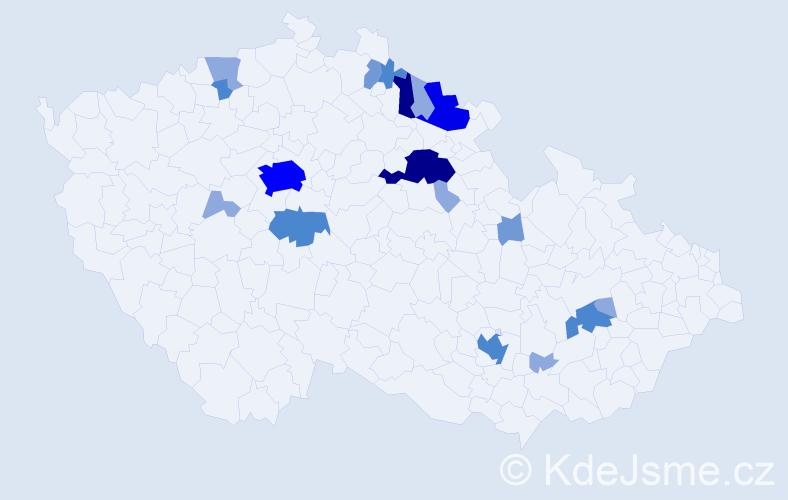 Příjmení: 'Krafek', počet výskytů 46 v celé ČR