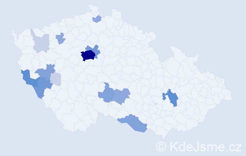 Příjmení: 'Larva', počet výskytů 54 v celé ČR