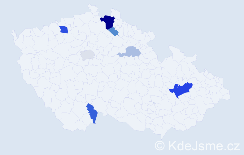 Příjmení: 'Tajmrová', počet výskytů 20 v celé ČR