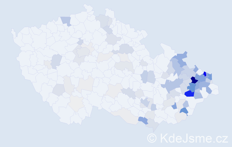 Příjmení: 'Rusek', počet výskytů 393 v celé ČR