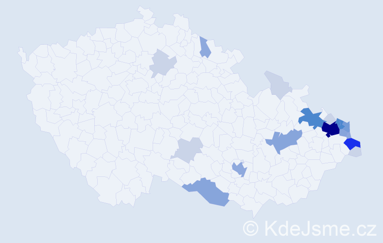 Příjmení: 'Kohutek', počet výskytů 64 v celé ČR