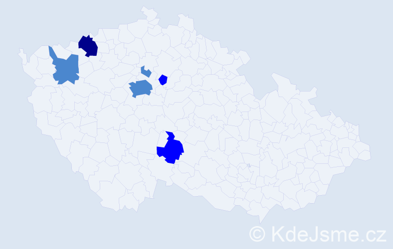 Příjmení: 'Prousová', počet výskytů 10 v celé ČR