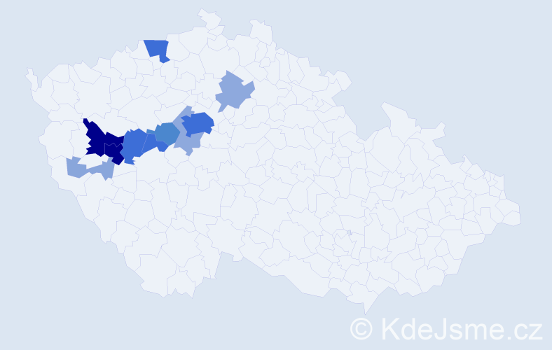 Příjmení: 'Plešmídová', počet výskytů 48 v celé ČR