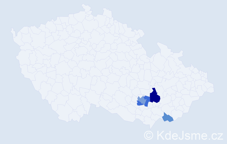 Příjmení: 'Kasimirová', počet výskytů 10 v celé ČR
