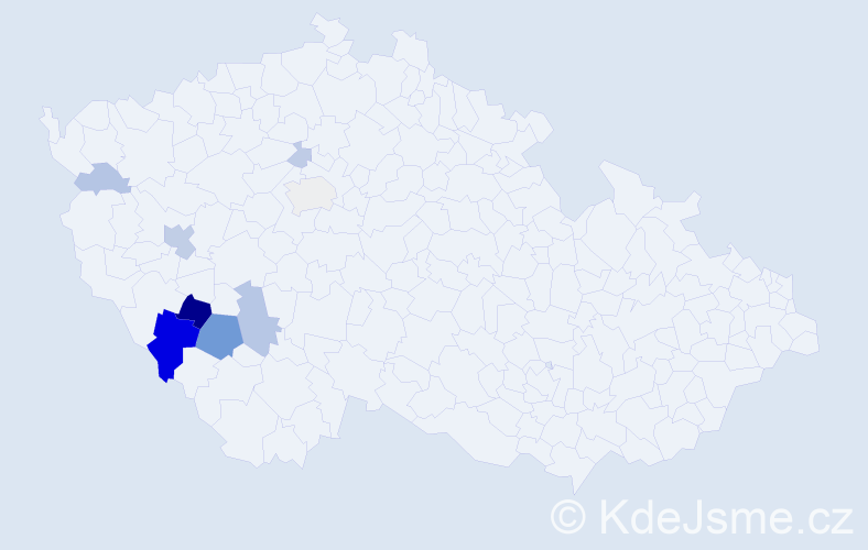 Příjmení: 'Toucha', počet výskytů 26 v celé ČR