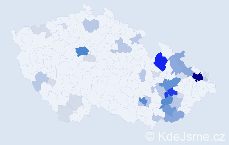 Příjmení: 'Flašar', počet výskytů 138 v celé ČR