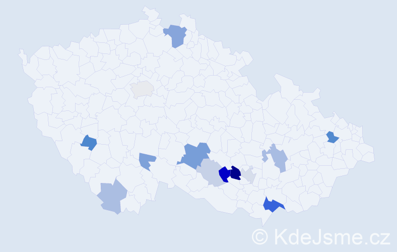 Příjmení: 'Modl', počet výskytů 32 v celé ČR
