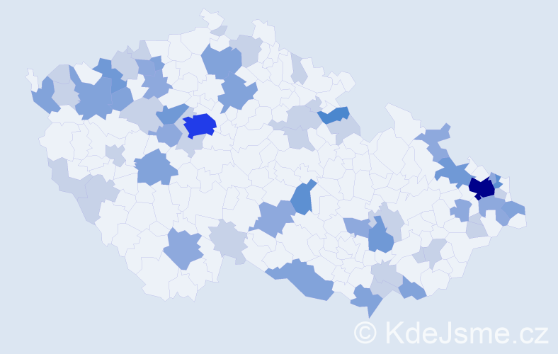 Příjmení: 'Takácsová', počet výskytů 130 v celé ČR