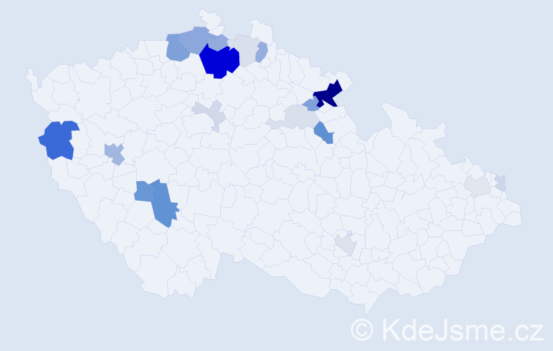 Příjmení: 'Ládr', počet výskytů 58 v celé ČR