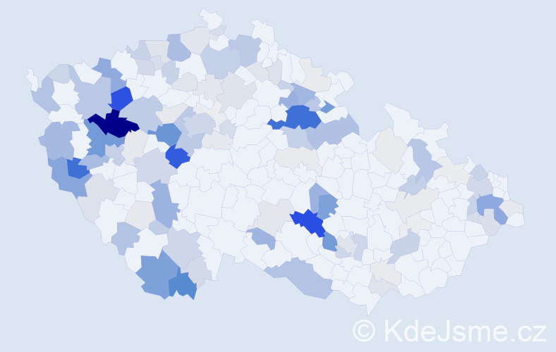 Příjmení: 'Koza', počet výskytů 489 v celé ČR