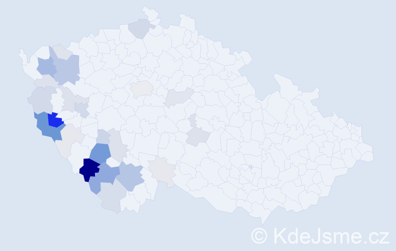 Příjmení: 'Frček', počet výskytů 123 v celé ČR