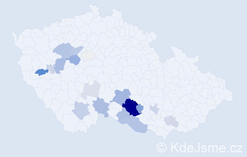 Příjmení: 'Kruba', počet výskytů 59 v celé ČR