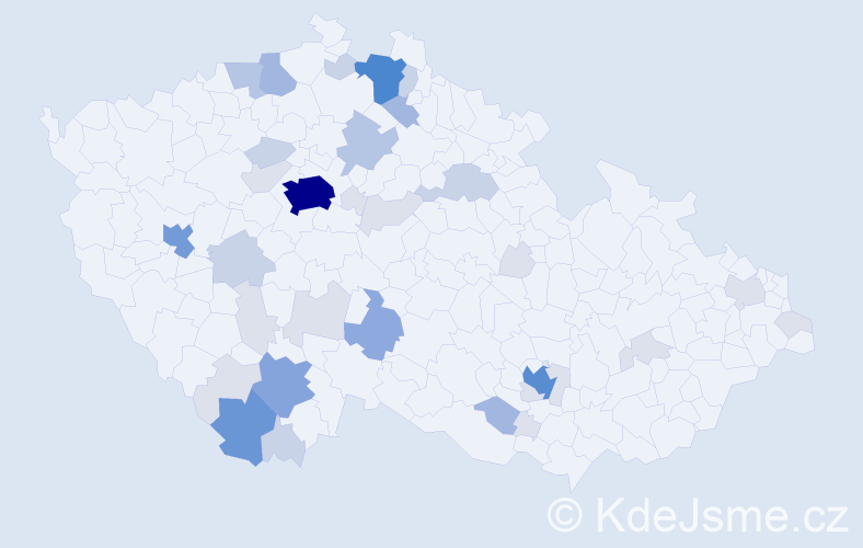 Příjmení: 'Wiener', počet výskytů 118 v celé ČR