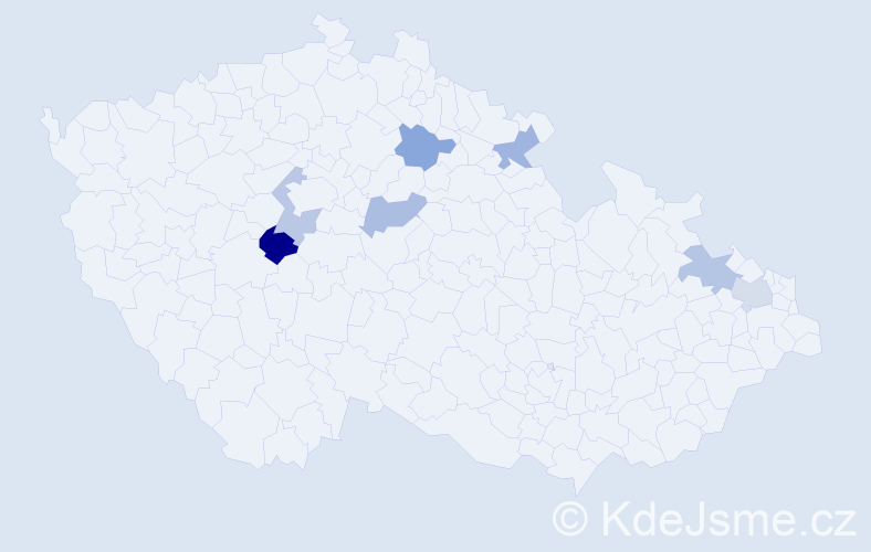Příjmení: 'Hájiková', počet výskytů 8 v celé ČR