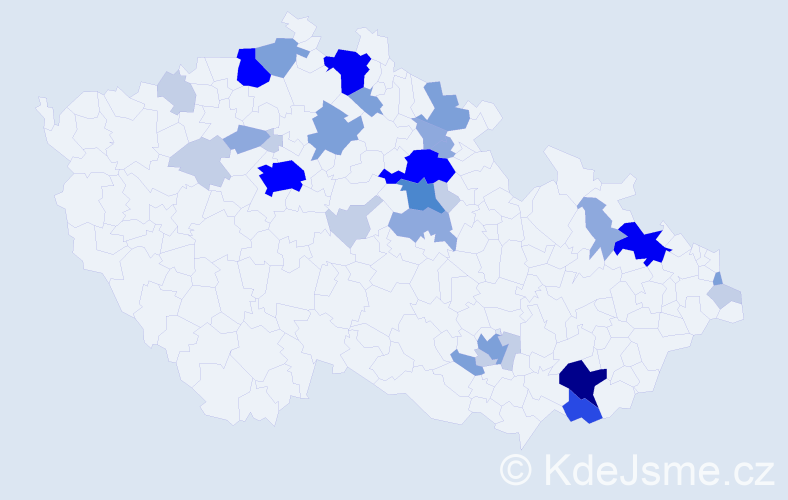 Příjmení: 'Endrych', počet výskytů 103 v celé ČR