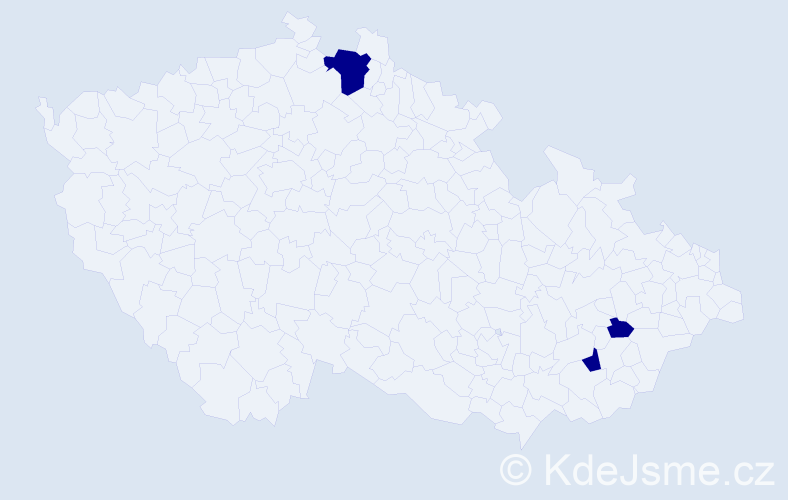 Příjmení: 'Modrláková', počet výskytů 3 v celé ČR
