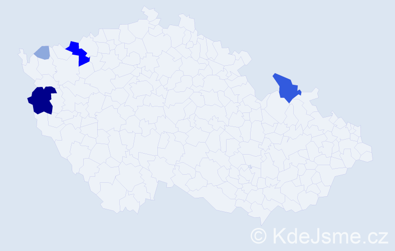 Příjmení: 'Kois', počet výskytů 13 v celé ČR