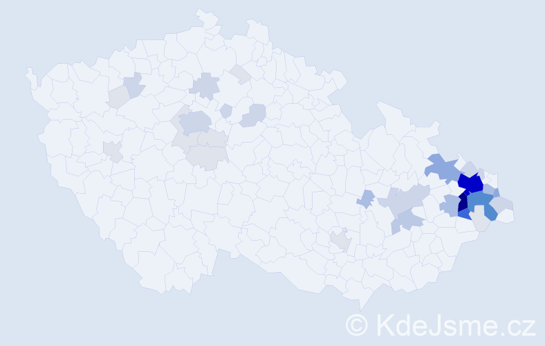 Příjmení: 'Kutáč', počet výskytů 133 v celé ČR