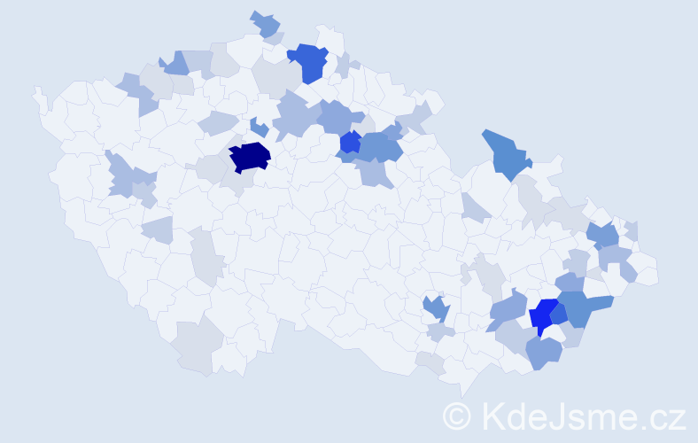 Příjmení: 'Bajza', počet výskytů 205 v celé ČR