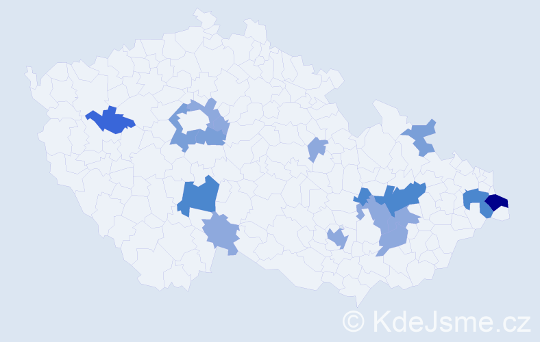 Příjmení: 'Čepec', počet výskytů 37 v celé ČR