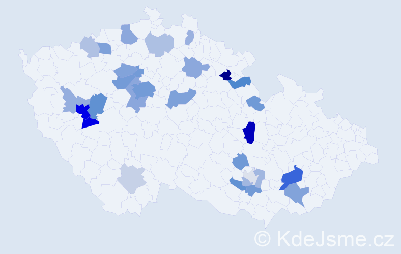 Příjmení: 'Kost', počet výskytů 73 v celé ČR