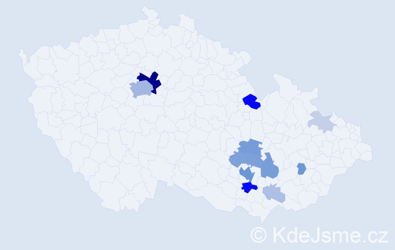 Příjmení: 'Krkavec', počet výskytů 51 v celé ČR