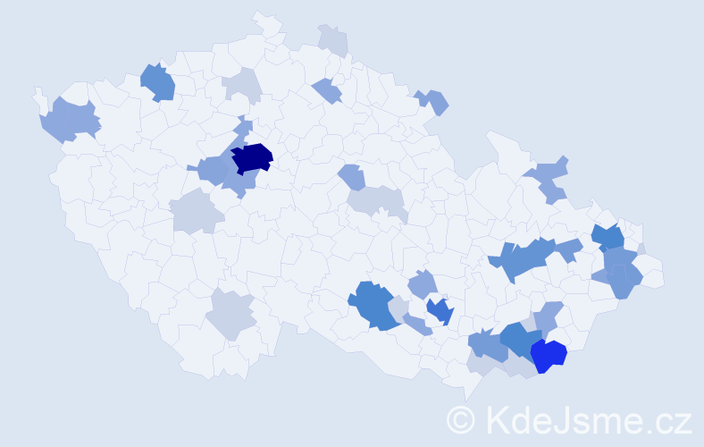 Příjmení: 'Korčeková', počet výskytů 112 v celé ČR