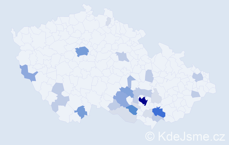 Příjmení: 'Halačka', počet výskytů 95 v celé ČR
