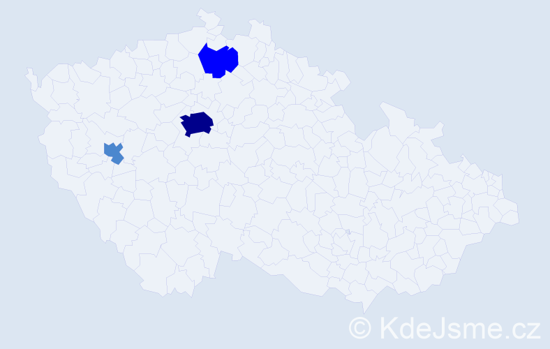 Příjmení: 'Vlčev', počet výskytů 6 v celé ČR