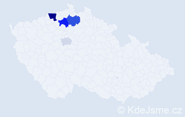 Příjmení: 'Kirilová', počet výskytů 5 v celé ČR