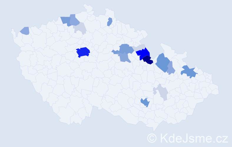 Příjmení: 'Durchánková', počet výskytů 74 v celé ČR