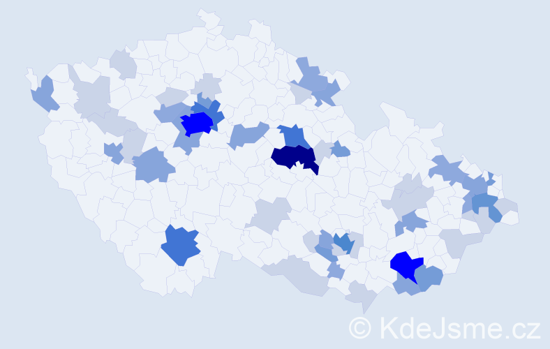 Příjmení: 'Klaudová', počet výskytů 144 v celé ČR