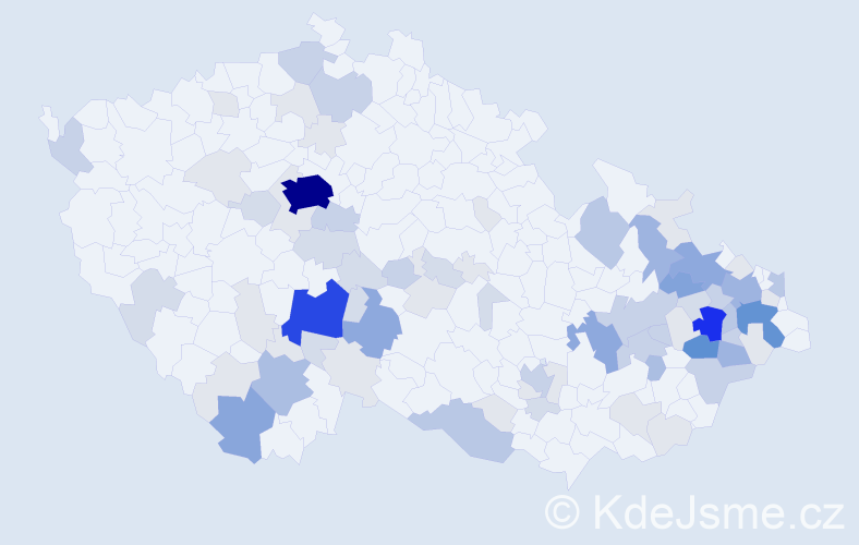 Příjmení: 'Sváčková', počet výskytů 272 v celé ČR