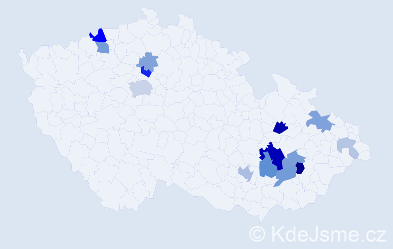 Příjmení: 'Vlč', počet výskytů 36 v celé ČR