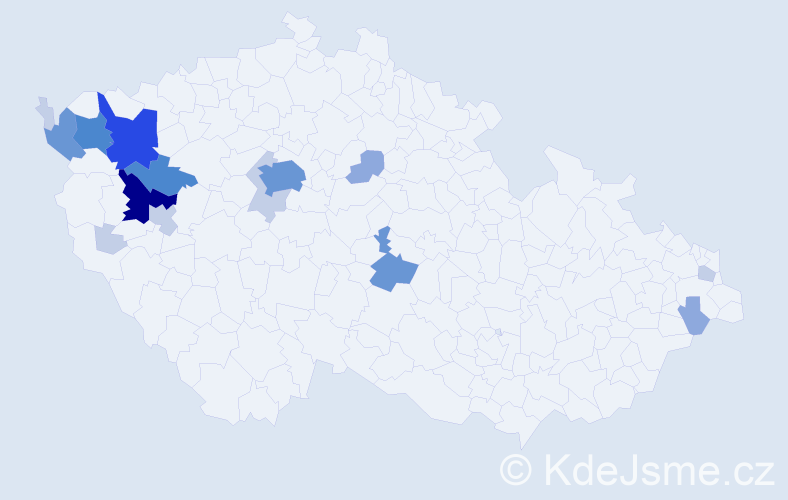 Příjmení: 'Mandousová', počet výskytů 49 v celé ČR