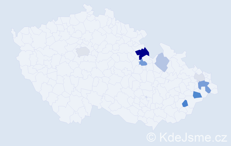 Příjmení: 'Konkoľová', počet výskytů 16 v celé ČR