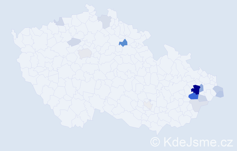 Příjmení: 'Krutilek', počet výskytů 49 v celé ČR