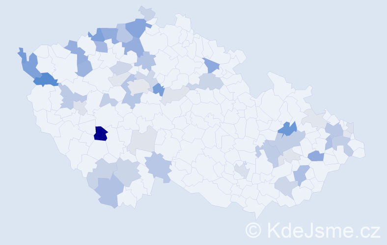 Příjmení: 'Ďurčová', počet výskytů 127 v celé ČR