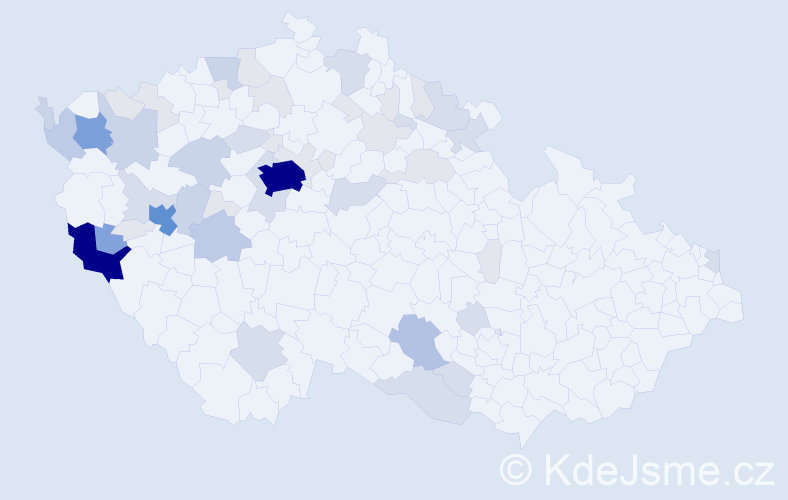 Příjmení: 'Pejsar', počet výskytů 185 v celé ČR