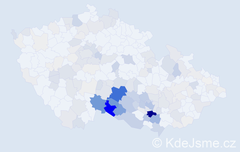 Příjmení: 'Mátlová', počet výskytů 634 v celé ČR