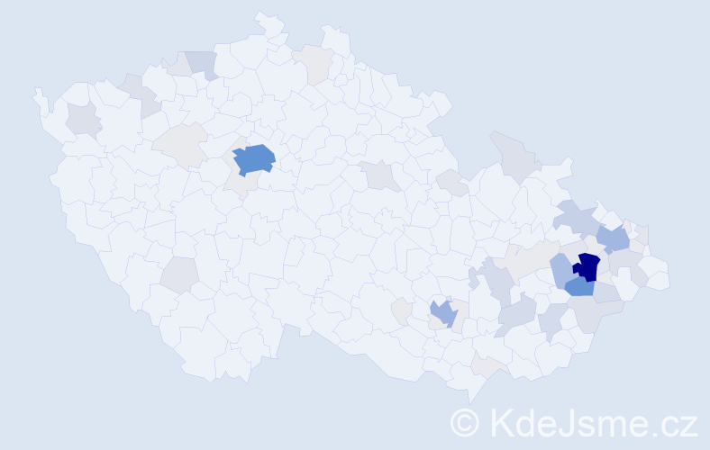 Příjmení: 'Hub', počet výskytů 224 v celé ČR