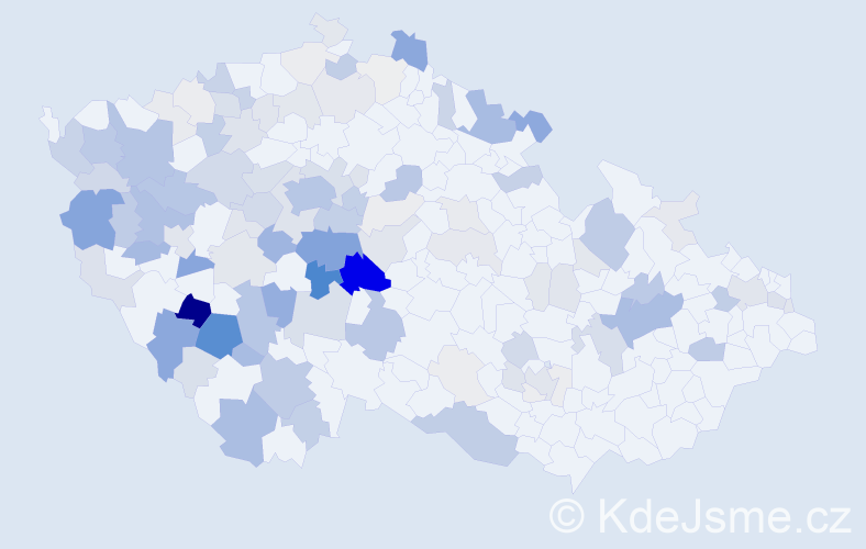 Příjmení: 'Dub', počet výskytů 477 v celé ČR