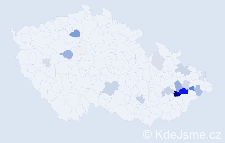 Příjmení: 'Slimáčková', počet výskytů 47 v celé ČR